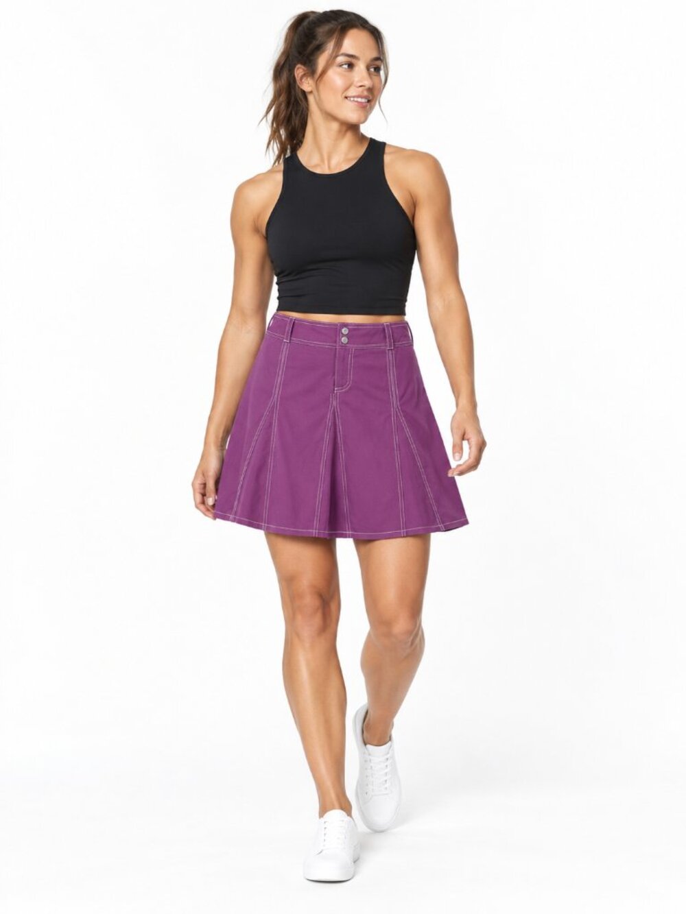 Athleta Whatever Skort Women’s 8 Purple Contrast Stitch Golf Tennis Skirt